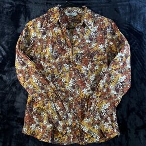 Bob Timberlake Floral‎ Button Down Shirt Long Sleeve Women Boho Hippie Size M